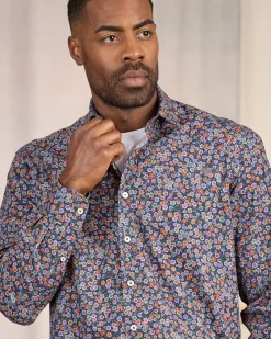 Homme Mise Au Green Chemise manches longues bleu marine