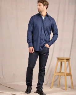 Homme Mise Au Green Chemise unie bleu marine