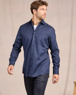 Homme Mise Au Green Chemise unie bleu marine