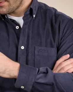 Homme Mise Au Green Chemise velours bleu marine