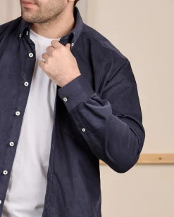 Homme Mise Au Green Chemise velours bleu marine