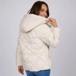 Femme Mise Au Green Doudoune courte ecru chiné