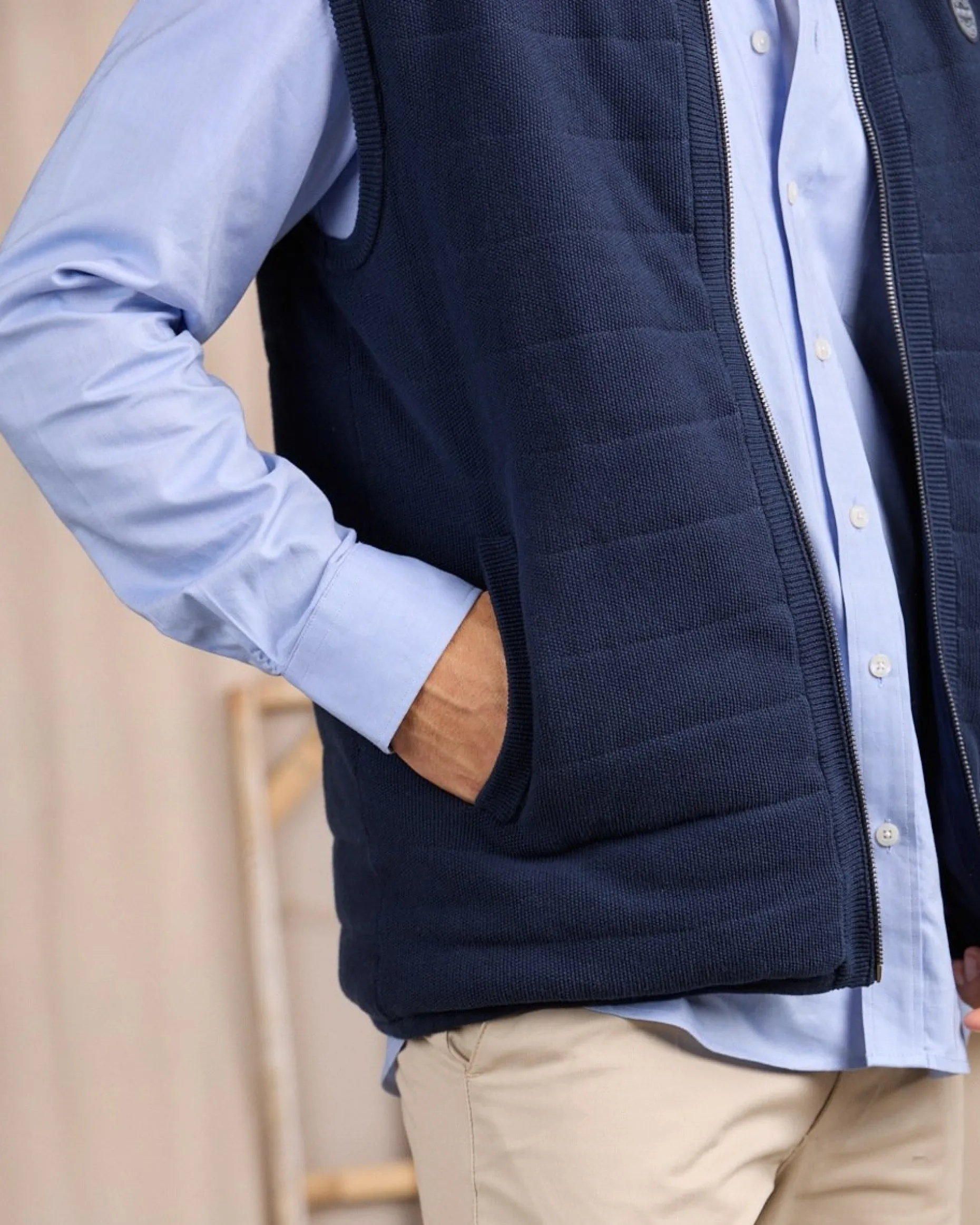 Homme Mise Au Green Doudoune en maille bleu marine