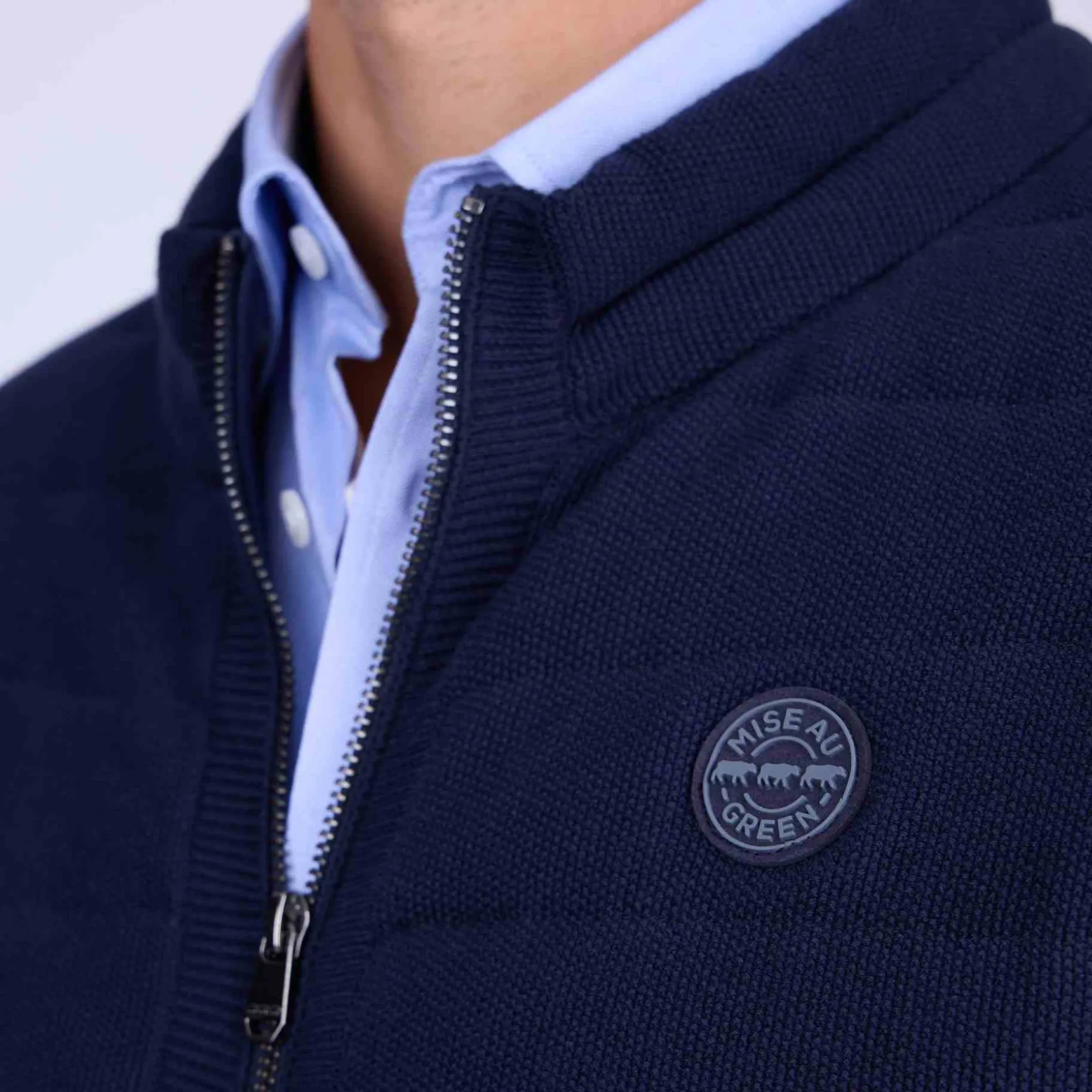 Homme Mise Au Green Doudoune en maille bleu marine