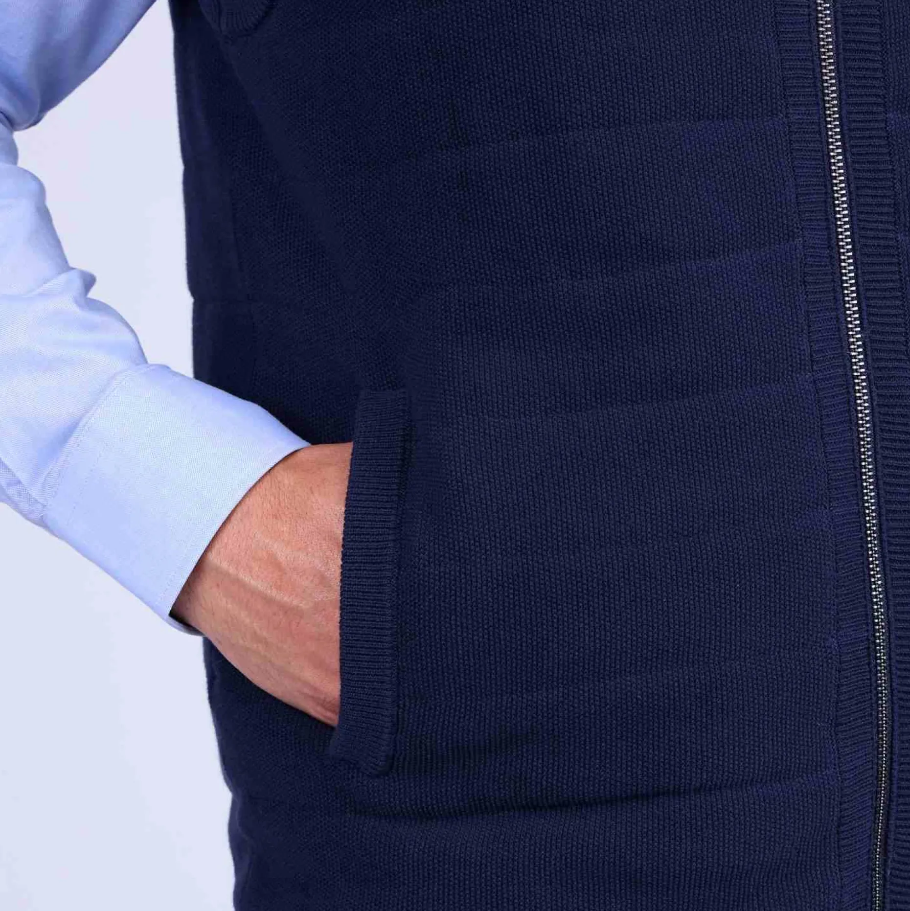 Homme Mise Au Green Doudoune en maille bleu marine