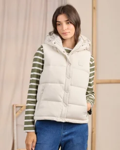 Femme Mise Au Green Doudoune sans manches à capuche ecru chiné