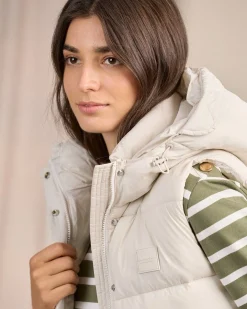 Femme Mise Au Green Doudoune sans manches à capuche ecru chiné