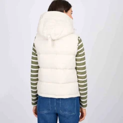 Femme Mise Au Green Doudoune sans manches à capuche ecru chiné