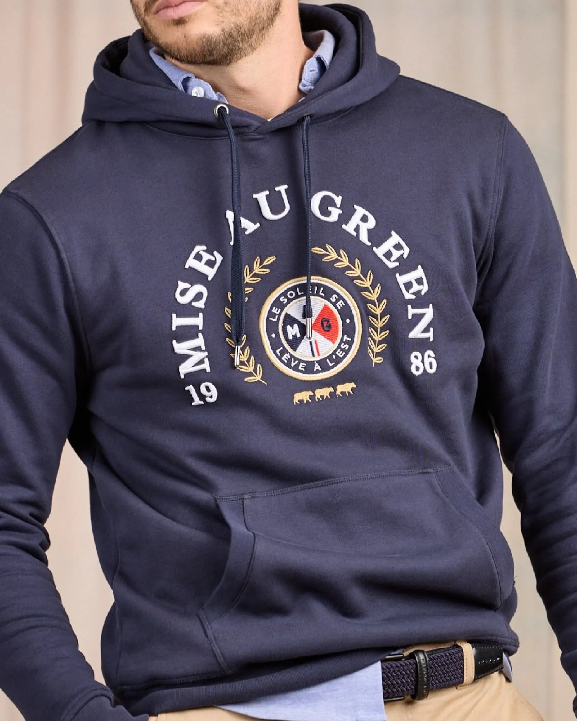 Homme Mise Au Green Hoodie blason bleu marine