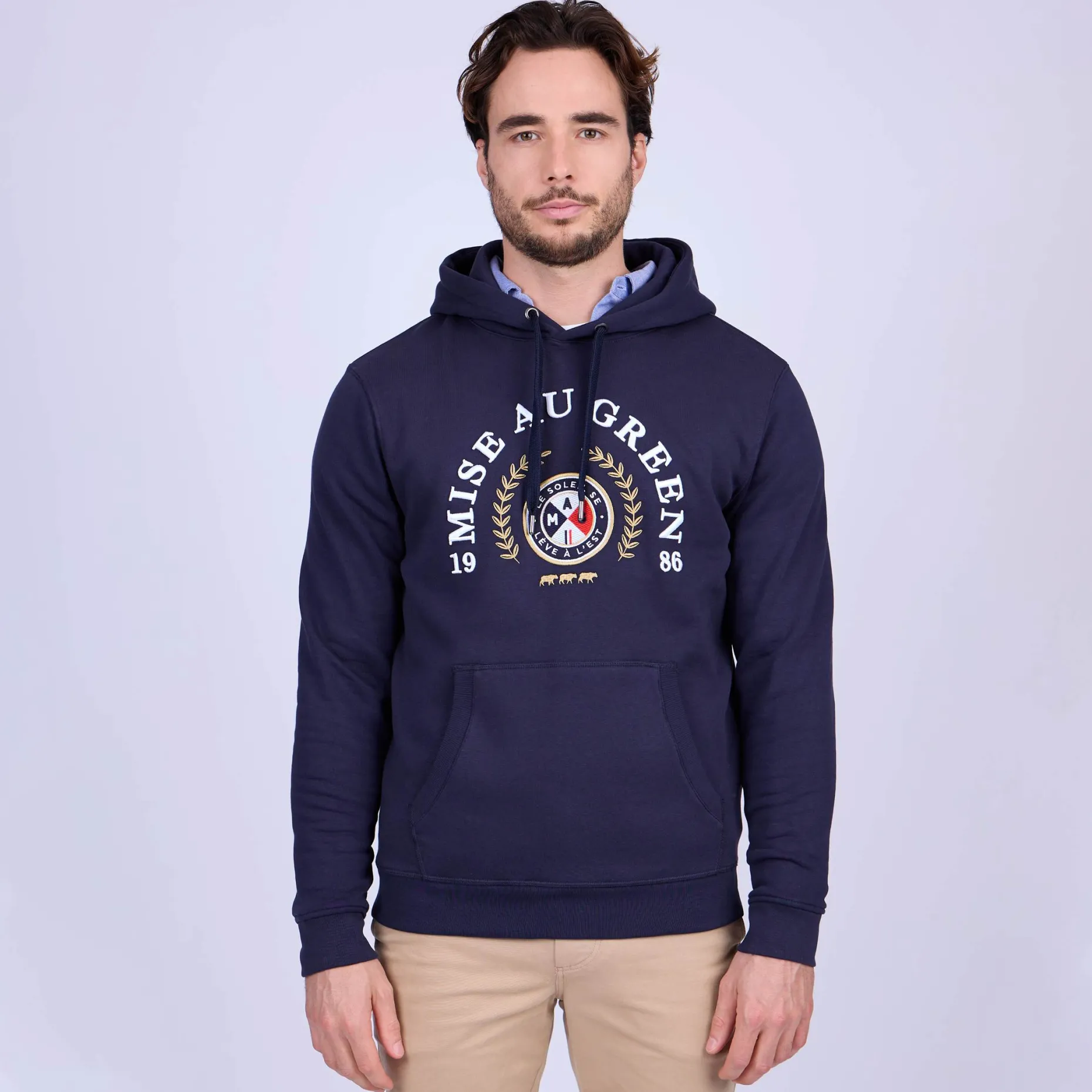 Homme Mise Au Green Hoodie blason bleu marine