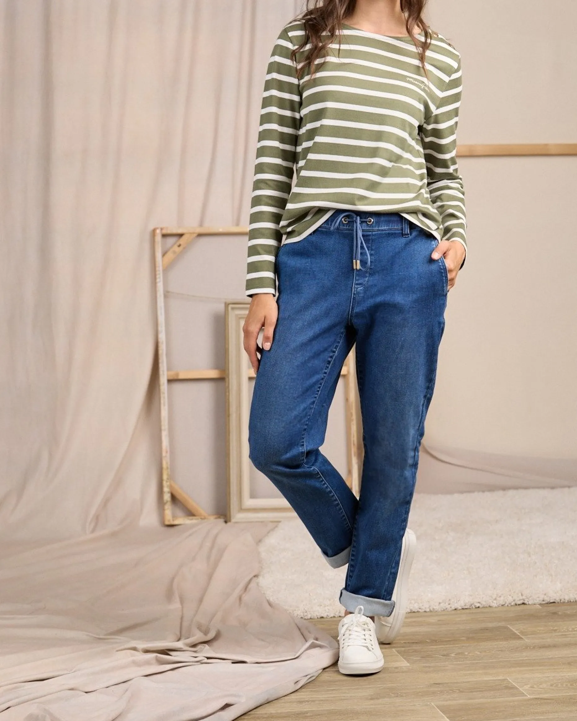 Femme Mise Au Green Jean coupe loose mid blue