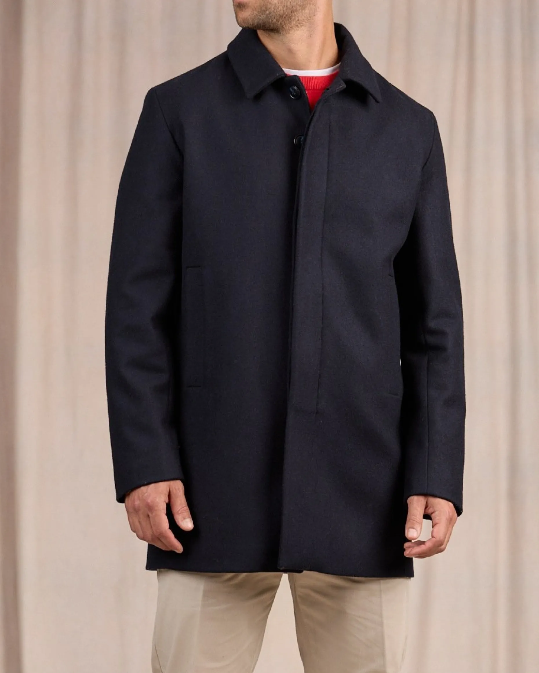 Homme Mise Au Green Manteau boutonné bleu marine