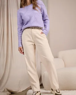 Femme Mise Au Green Pantalon en velours ecru chiné