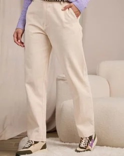 Femme Mise Au Green Pantalon en velours ecru chiné