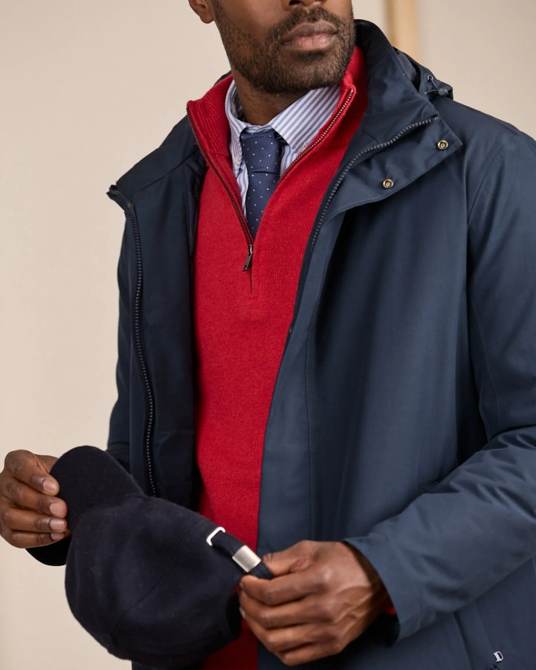 Homme Mise Au Green Parka coupe vent bleu marine