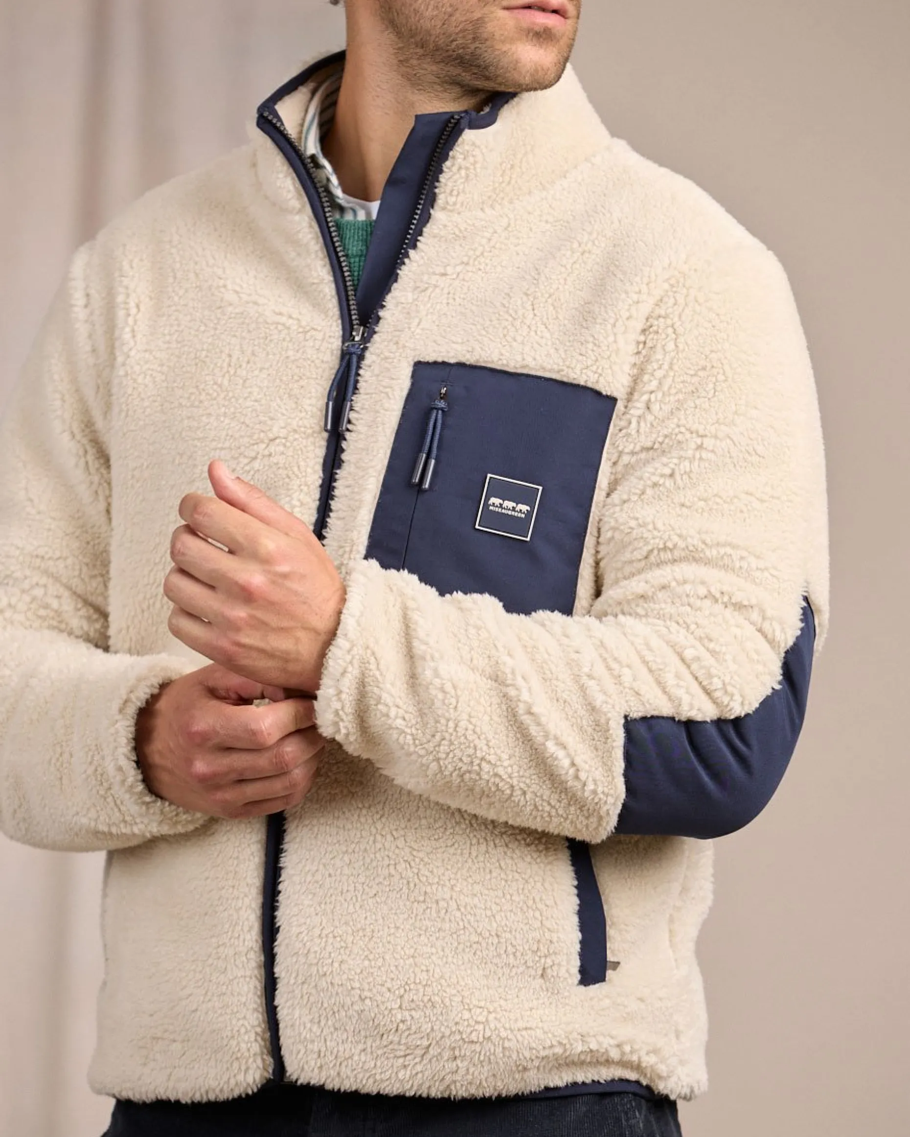 Homme Mise Au Green Polaire façon sherpa blanc cassé