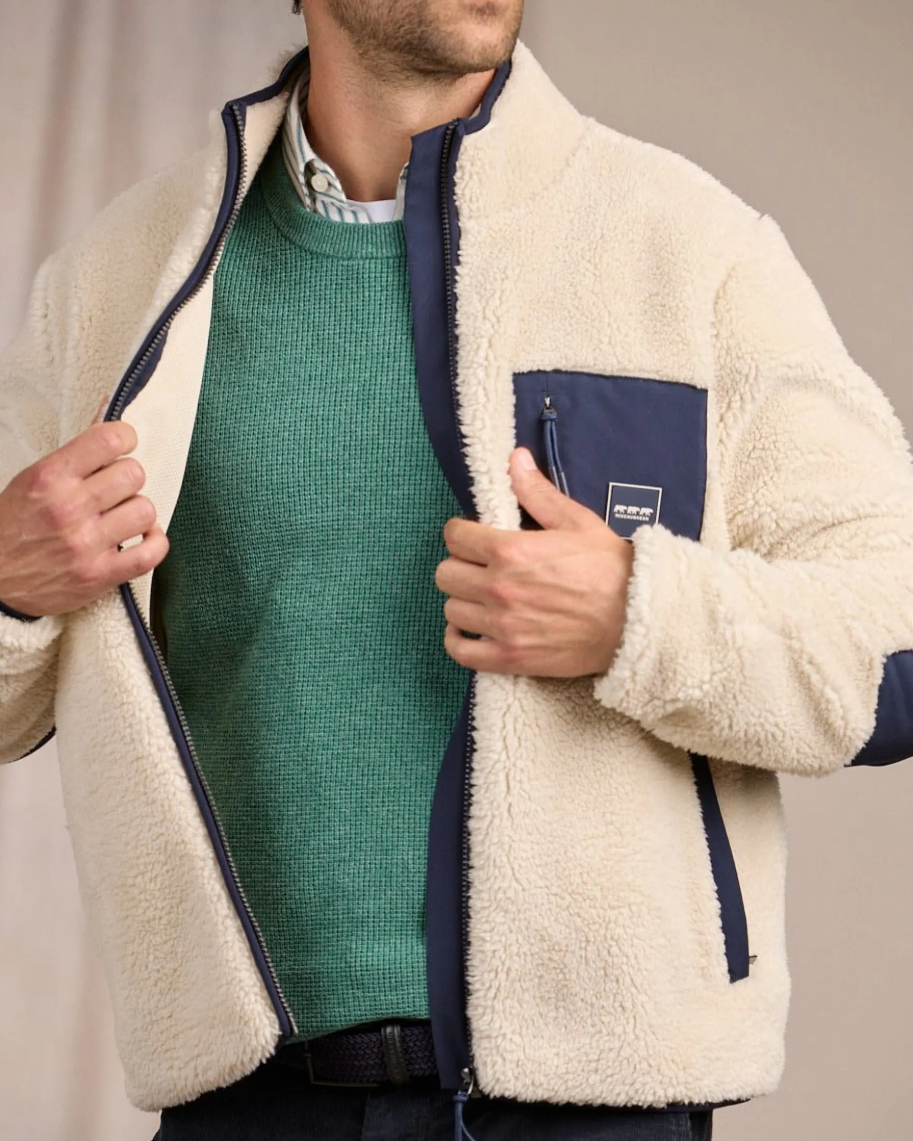 Homme Mise Au Green Polaire façon sherpa blanc cassé