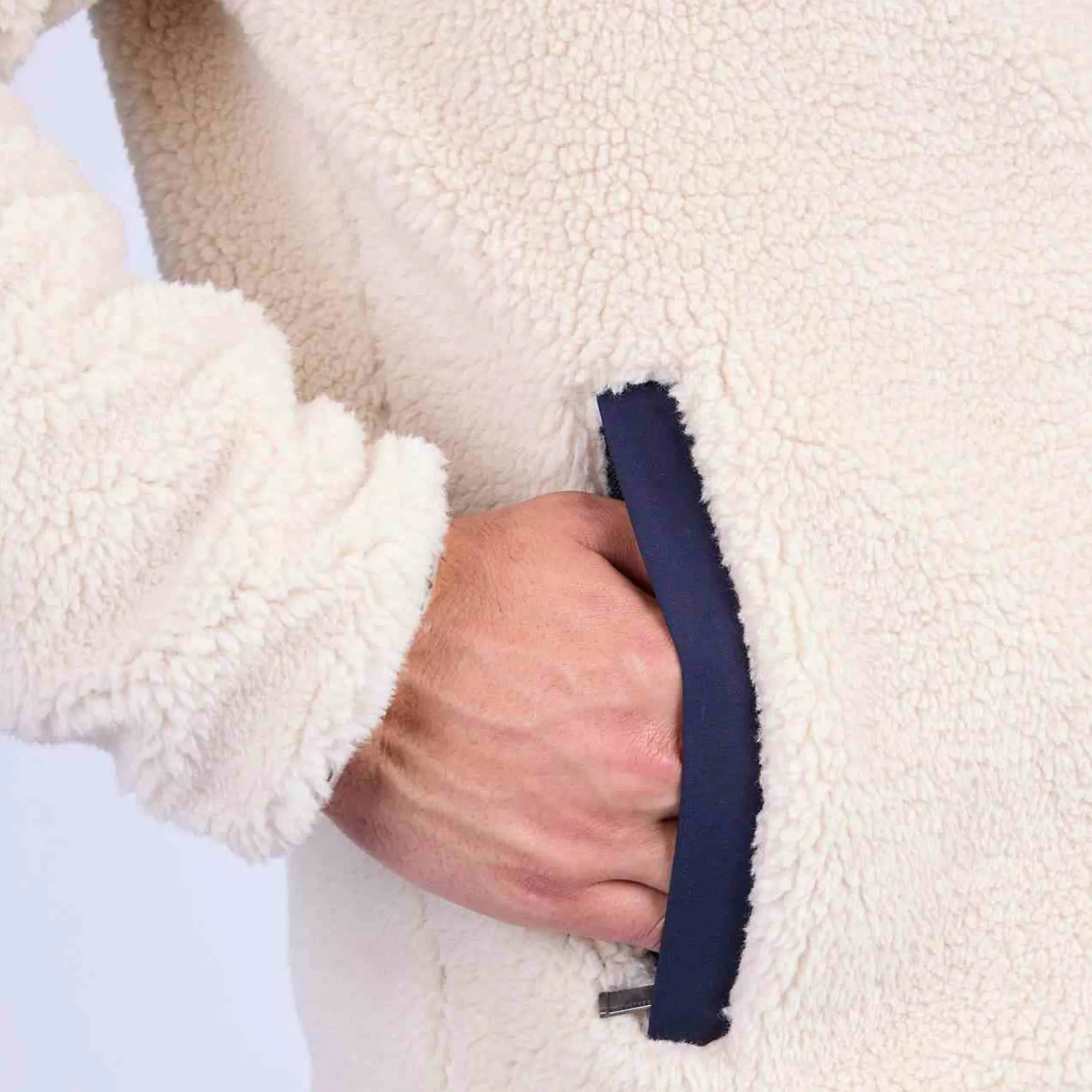 Homme Mise Au Green Polaire façon sherpa blanc cassé