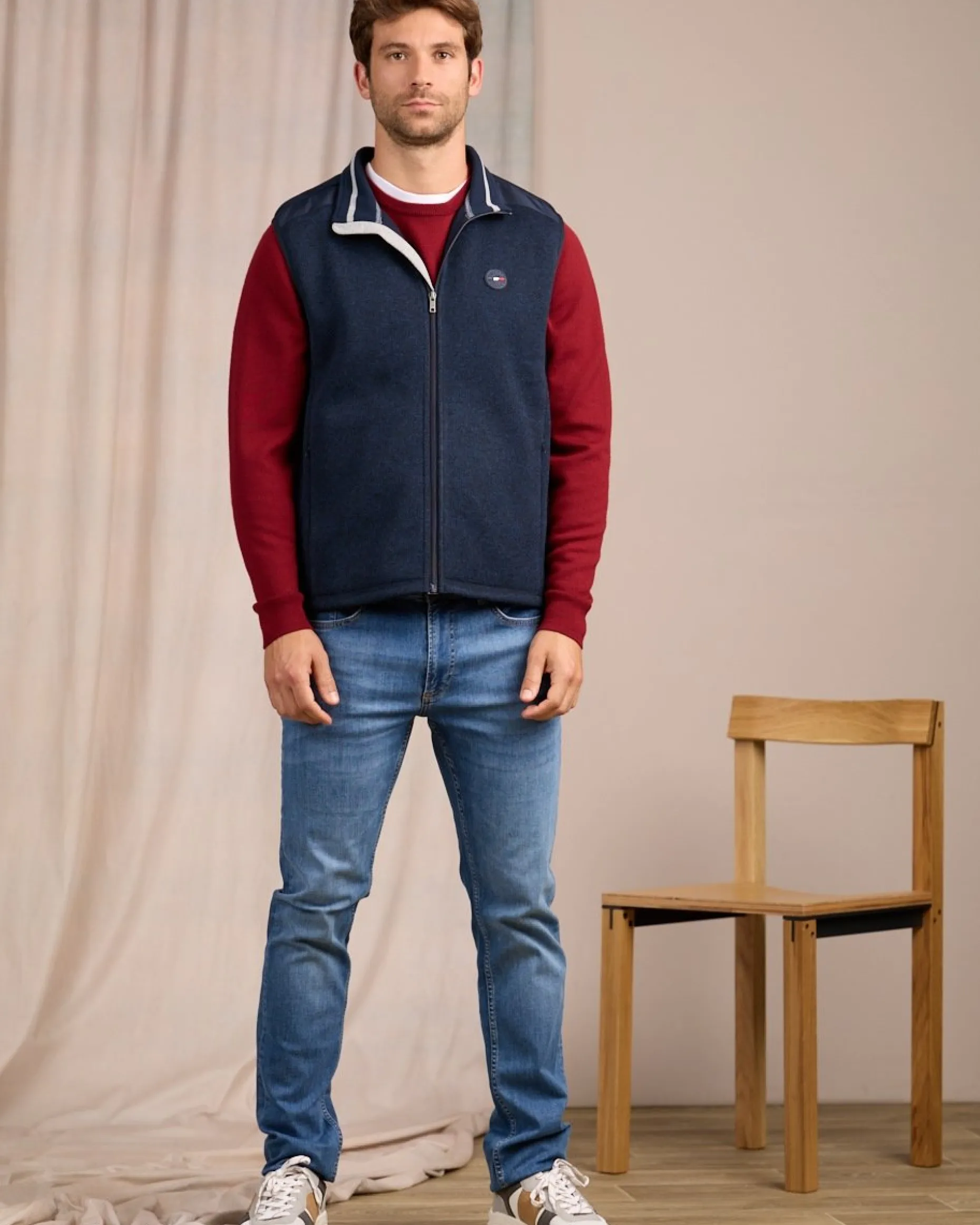 Homme Mise Au Green Polaire sans manches bleu marine