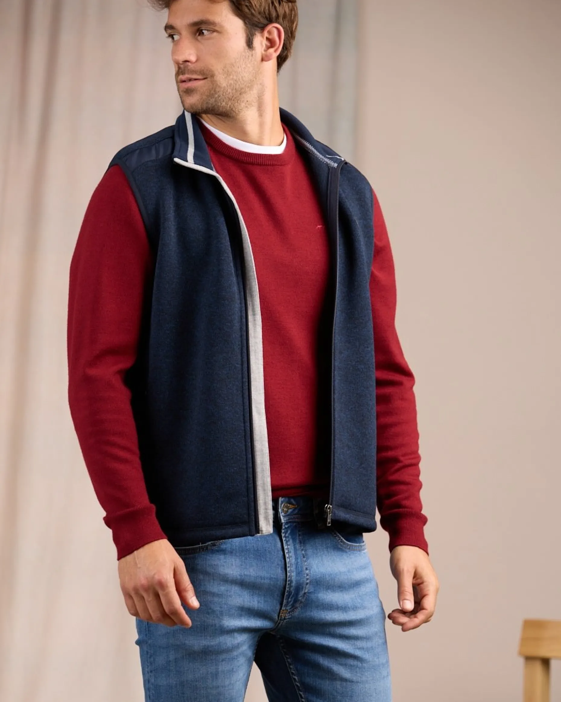 Homme Mise Au Green Polaire sans manches bleu marine