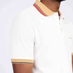 Homme Mise Au Green Polo à contraste ecru chiné