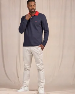 Homme Mise Au Green Polo au col contrastant bleu marine