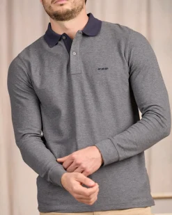 Homme Mise Au Green Polo au col contrastant gris moyen