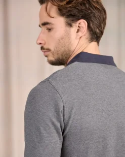 Homme Mise Au Green Polo au col contrastant gris moyen