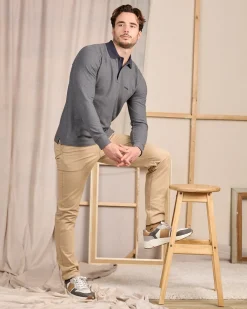 Homme Mise Au Green Polo au col contrastant gris moyen