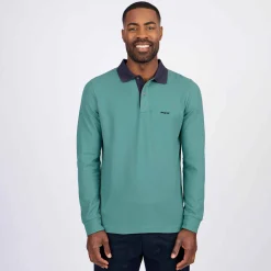 Homme Mise Au Green Polo au col contrastant vert colvert