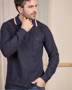 Homme Mise Au Green Polo détail col bleu marine