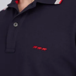 Homme Mise Au Green Polo détail col bleu marine