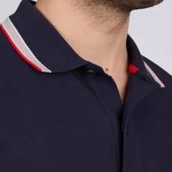 Homme Mise Au Green Polo détail col bleu marine