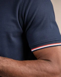 Homme Mise Au Green Polo logo badge bleu marine