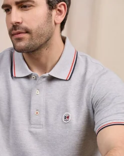 Homme Mise Au Green Polo logo badge gris moyen