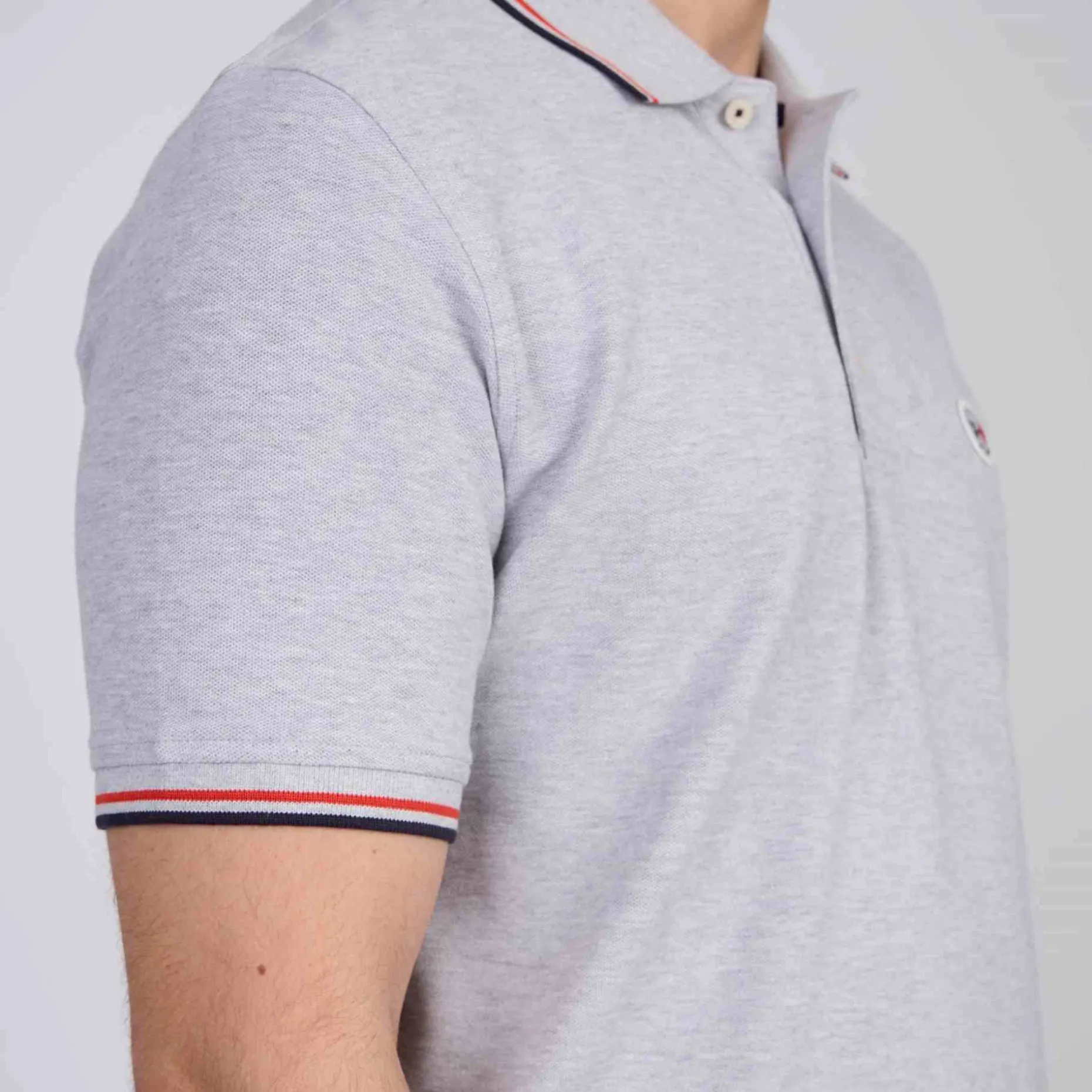 Homme Mise Au Green Polo logo badge gris moyen