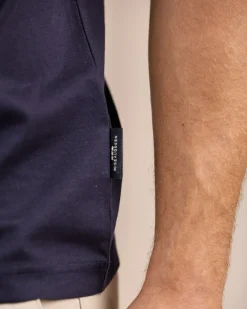 Homme Mise Au Green Polo ville zippé bleu marine