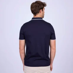 Homme Mise Au Green Polo ville zippé bleu marine
