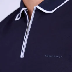 Homme Mise Au Green Polo ville zippé bleu marine