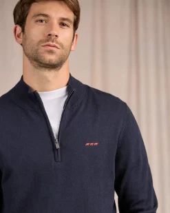 Homme Mise Au Green Pull col camionneur bleu marine