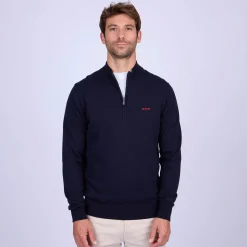 Homme Mise Au Green Pull col camionneur bleu marine