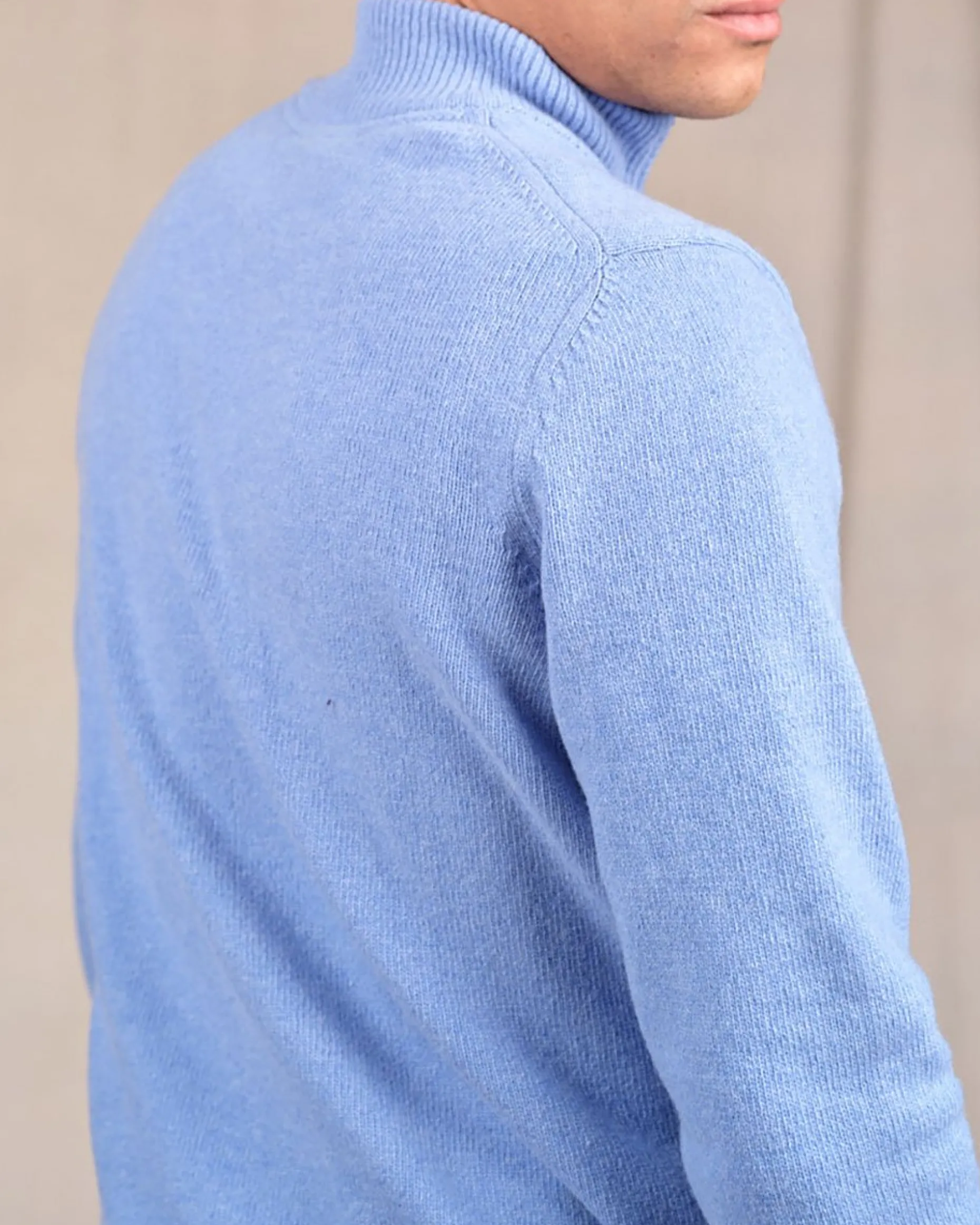 Homme Mise Au Green Pull col camionneur bleu ciel