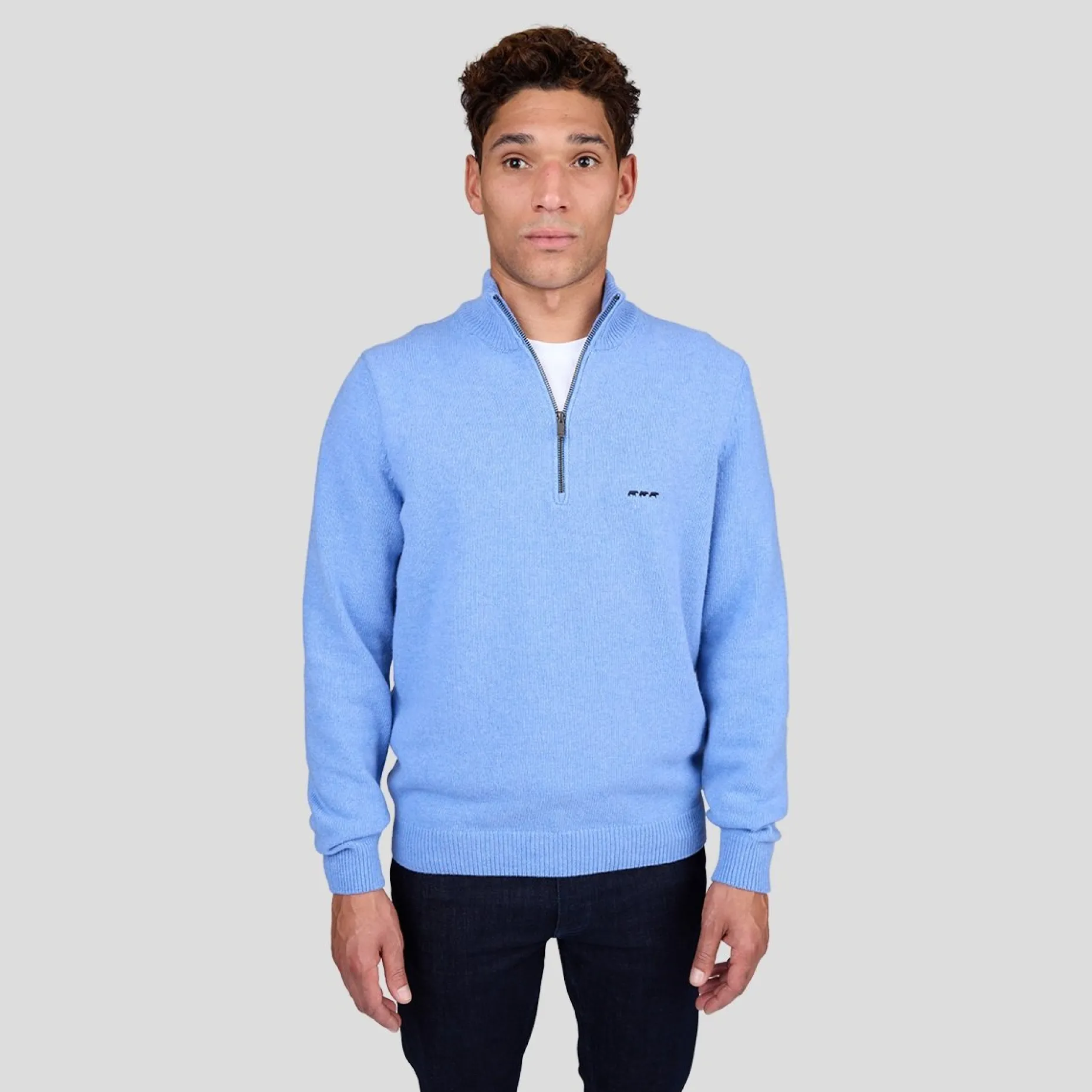 Homme Mise Au Green Pull col camionneur bleu ciel