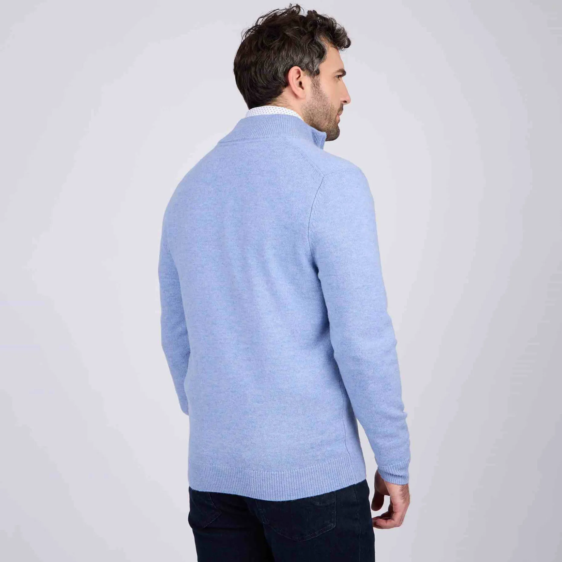 Homme Mise Au Green Pull col camionneur bleu ciel