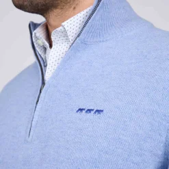 Homme Mise Au Green Pull col camionneur bleu ciel