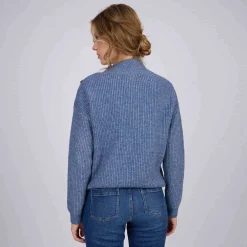 Femme Mise Au Green Pull col cheminée bleu ciel