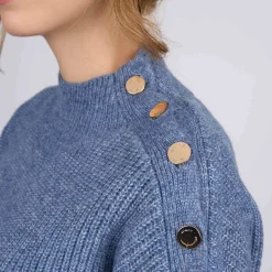 Femme Mise Au Green Pull col cheminée bleu ciel