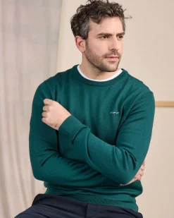 Homme Mise Au Green Pull col rond vert foncé