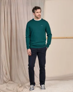 Homme Mise Au Green Pull col rond vert foncé