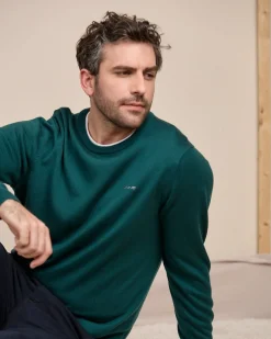 Homme Mise Au Green Pull col rond vert foncé